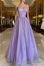 A Line Glitter Tulle Prom Dress with Pockets