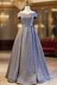 A-Line Gray Off the Shoulder Formal Prom Dress