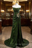 A-line Green Sequins Mermaid Long Party Dress, Mermaid Sequins Green Prom Dress
