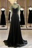 A-Line Green Velvet Long Wedding Party Dress, High Neckline Prom Dress Evening Dress