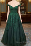 A-Line Off-the-Shoulder Glitter Appliqued Tulle Prom Dress/Evening Dress with Regular Straps