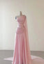 A Line One Shoulder Pink Chiffon Evening Gown Prom Dress (For Sue Nardi)