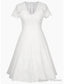 A-Line Party Dresses Elegant Dress Homecoming Knee Length Short Sleeve V Neck Satin With Appliques