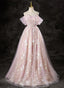 A-Line Pink Lace And Tulle Sweetheart Party Dress, Pink Tulle Prom Dress