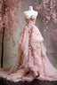 A Line Pink Tulle Long Prom Dress, Evening Formal Dress