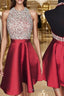A-Line/Princess Halter Short/Mini Satin Homecoming Dress With Beading