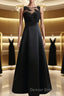 A-Line/Princess Scoop Sweep Train Satin Mother of the Bride Dress