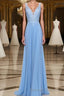 A-Line/Princess Spaghetti Straps Floor-Length Chiffon Prom Dress With Appliques Lace