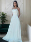 A-Line/Princess Spaghetti Straps Sweep Train Sequins Prom Dresses With Pockets