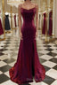 A-Line/Princess Spaghetti Straps Sweep Train Velvet Prom Dress With Leg Slit