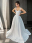 A-Line/Princess Straps Sweep Train Satin Wedding Dresses