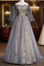 A-Line Prom Dress Dress Wedding Floor Length Strap Tulle With Sequin Embroidery