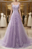 A-Line Prom Dress Floral Dress Formal Sleeveless Strap Tulle With Appliques