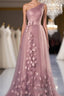 A-Line Prom Dress Floral Dress Wedding Guest Prom Floor Length Sleeveless One Shoulder Tulle With Appliques