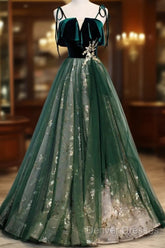 A-Line Prom Dress Glittering Dress Wedding Guest Engagement Floor Length Sleeveless Spaghetti Strap Organza With Sequin
