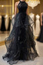 A-Line Prom Dress Sparkle & Shine Dress Wedding Party Sweep / Brush Train Sleeveless Sequined with Crystals Sequin Ruffles