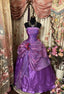 A Line Purple Strapless Prom Gown Unique Long Evening Dress