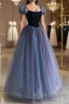A-Line Purple Tulle Long Prom Dress, Purple Sweet 16 Dress