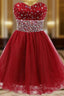 A-Line Red Tulle Sweetheart Homecoming Dress With Crystal