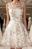 A Line Round Neck Short Lace Floral Prom Dress, Short Lace Floral Formal Homecoming Dress