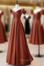 A-Line Satin Orange Long Prom Dress, Orange Long Formal Dress