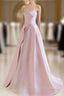 A-Line Satin Tulle Pink Long Prom Dress, Pink Long Formal Dress