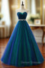 A Line Sexy Sweetheart Soft Tulle Long Prom Dress With Crystal