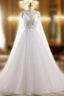 A-Line Sexy V Neck Custom Made Beaded Appliques Wedding Dress