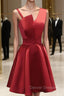 A Line Short Red Prom Dress, Short Red Graduation Homecoming Dress