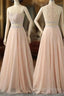 A Line Sleeveless Rhinestone Chiffon Long Prom Dress Floor Length Sparkly