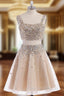 A-line Sleeveless Short Straps Crystal Homecoming Dress