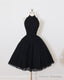 A Line Sleeves Tulle Halter Homecoming Dresses Knee Length Cocktail Dresses