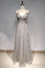 A Line Spaghetti Straps/Halter Shiny Dresses With Criss-Cross Back