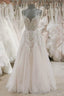 A Line Spaghetti Straps Tulle Wedding Dresses Appliqued Bridal Dresses