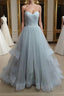 A-Line Sweetheart Neck Grey Prom Dress, Formal Dress, Grey Wedding Dress