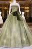 A Line Tulle Green Long Prom Dress, Green Tulle Evening Party Dress