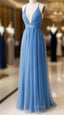 A-Line V Neck Chiffon Long Prom Dress Formal Evening Dress Bridesmaid Dress