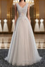 A Line V Neck Gray Floral Long Prom Dress, V Neck Gray Long Floral Formal Bridesmaid Dress
