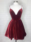 A-Line V-Neck Short/Mini Velvet Homecoming Dress With Back Tie Design