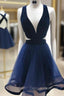 A-line V Neck Sleeveless Short/Mini Tulle Homecoming Dress
