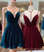 A-line Velvet V Neck Homecoming Dress