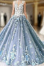 A-Line Vintage Backless Wedding Dress Tulle High Neck
