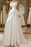 A-Line White Organza Long Prom Dress, White Long Formal Dress