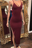 Affordable Long Mermaid Sleeveless V-neck Prom Dress with Slit