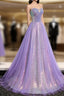 Aline Purple Sweetheart Neck Tulle Long Prom Dress, Purple Evening Dress
