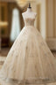 Always Remember Wearing Champagen Ball Gown Tulle Spaghetti Straps Embroidery Quinceanera Dress