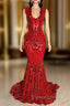 Amazing Sequins Mermaid Prom Dress Sleeveless V-Neck Online