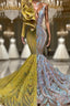 Amazing V-Neck One Shoulder Long Sleeve Long Mermaid Prom Dress