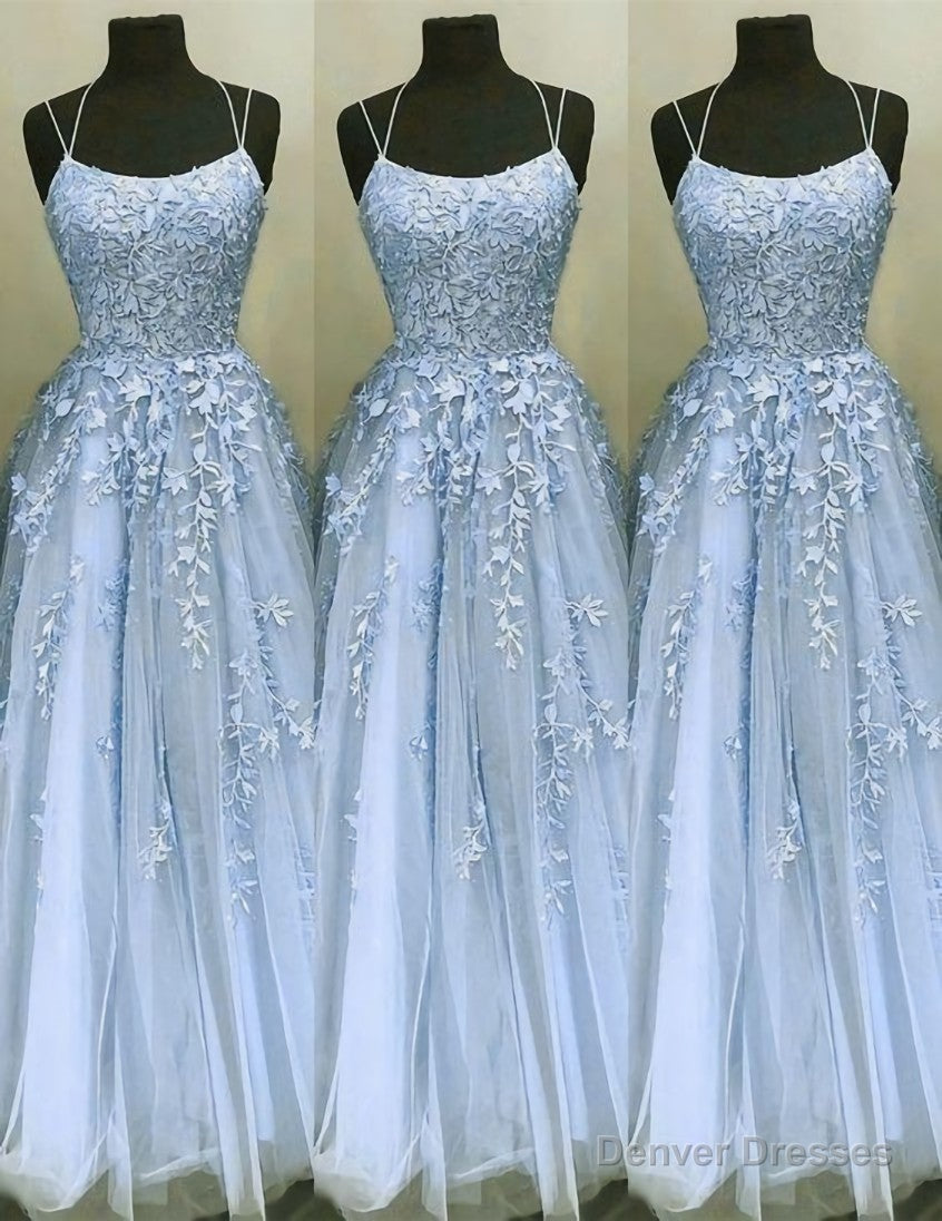 Prom Dresses 3 5 Sleeves, Baby Blue Prom dress,Long Tulle Formal Dress