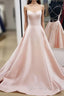 Backless Pink Satin Long Prom Dress, Open Back Pink Satin Formal Graduation Dress